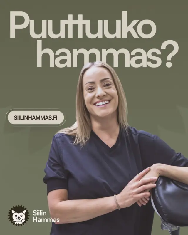 Puuttuva hammas voi vaikuttaa niin syömiseen, puhumiseen kuin hymyynkin. Hammasimplantti on nykyaikainen ja pitkäaikainen hoitoratkaisu, jolla voidaan korvata yksi tai useampi puuttuva hammas ja palauttaa suun toimivuus sekä luonnollinen ulkonäkö.​Implanttihoito suunnitellaan aina yksilöllisesti. Vastaanotolla arvioimme huolellisesti suun terveydentilan ja keskustelemme kanssasi eri hoitovaihtoehdoista, jotta löydämme juuri sinun tilanteeseesi sopivan ratkaisun.​Jos sinulta puuttuu hammas ja pohdit sen korvaamista, varaa aika vastaanotolle. Autamme sinua löytämään turvallisen ja toimivan ratkaisun, jotta voit hymyillä ja syödä luottavaisin mielin.​#hammasimplantti #suunterveys #hammashoito​ #siilinjärvi #siilinhammas