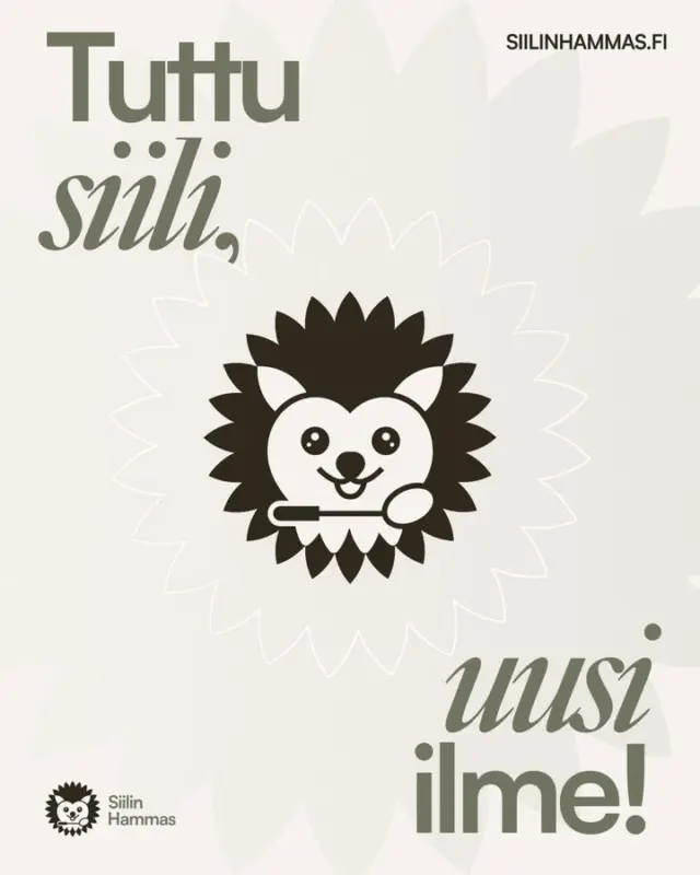Siilin Hammas uudistuu 🦔 Vanha tuttu siili, uusi ilme!
Samalla myös Nurmeksen tuttu klinikka on nyt osa Siilin Hammasta. Siilin Hammas Nurmes palvelee jatkossa samalla porukalla ja samalla otteella kuin ennenkin, nyt vain yhtenäisen brändin alla.
Uusi ilme näkyy pian kaikkialla: verkkosivuilla, toimipisteissä ja somessa. Ilme uudistuu, mutta arvomme pysyvät samoina. Nähdään vastaanotolla Siilinjärvellä ja Nurmeksessa!
#hammashoito #hammaslääkäri #siilinjärvi #siilinhammas